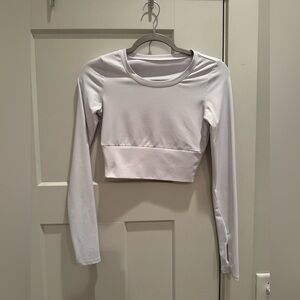 White Long Sleeve Women's Athletic Crop Top